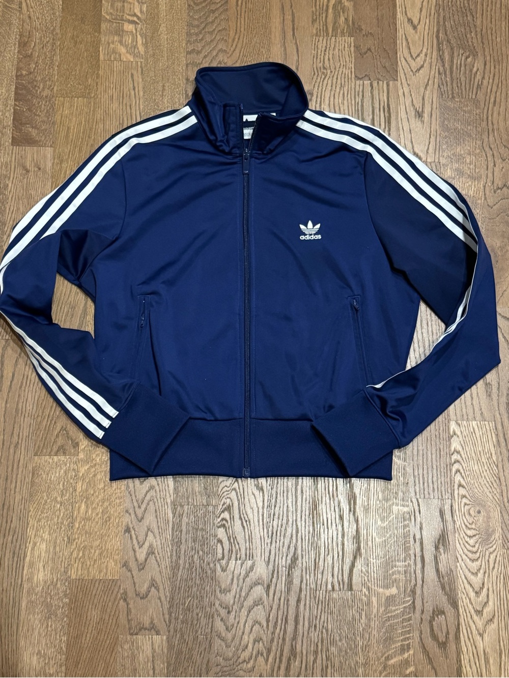 adidas women's Navy Blue Track Jacket with Signature 3-Stripes